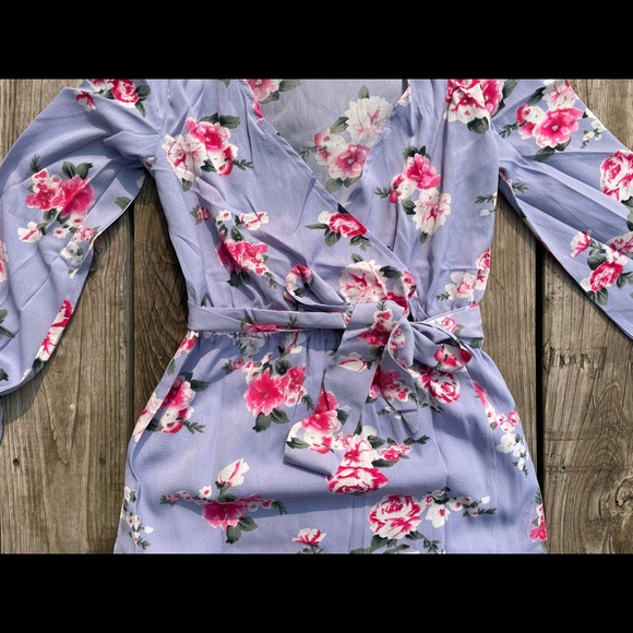 Women’s Floral Wrap Dress | Lavender Floral Dress - Picture 4 of 4